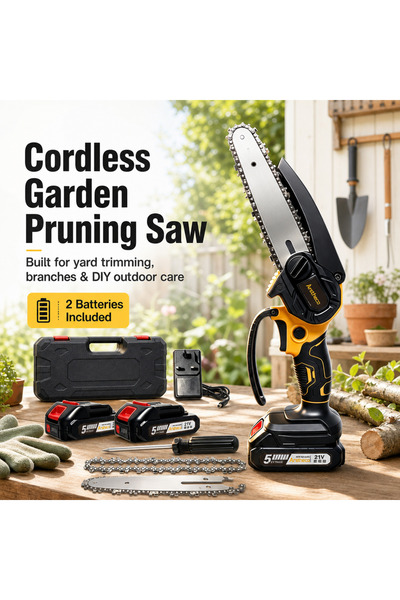 Generic Brand 21V Cordless Mini Pruning Saw with 2 Batteries, Portable Electr...