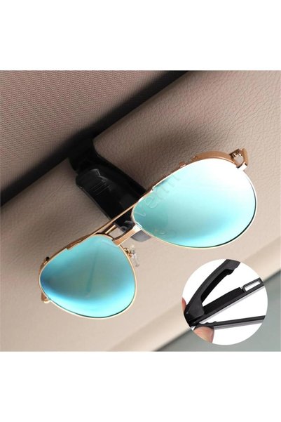 Pisicik 2 Pieces Black Car Sun Visor Glasses Holder Clip Mount Clip Apparatus