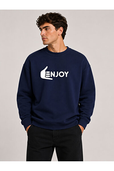 herkesemoda Enjoy Printed Crew Neck 2 Thread Sweatshirt