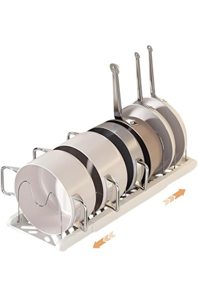Tazweeq Pot Rack -Expandable Pan Organizer for Cabinet, Lid Holder With 7 Adj...