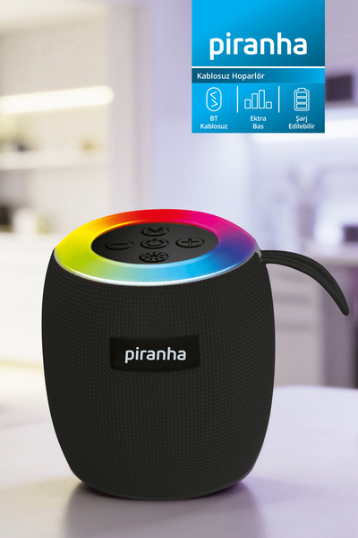 Piranha 7856 Kablosuz RGB Hoparlör | TWS Bağlantı | Bluetooth | USB & TF Kart...