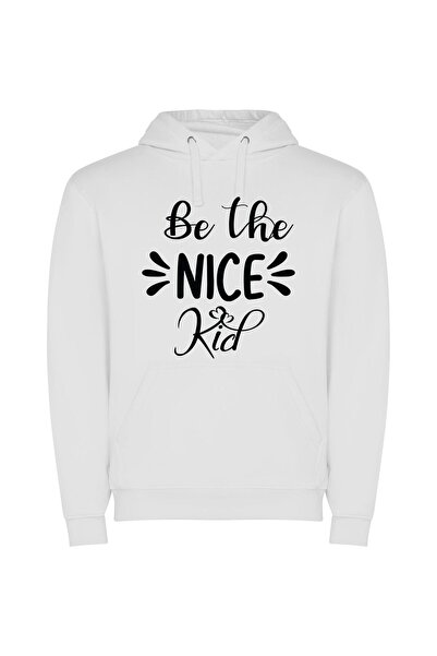 iLovePrints Kind Kids in Monochrome Φούτερ με κουκούλα σε χρώμα Λευκό