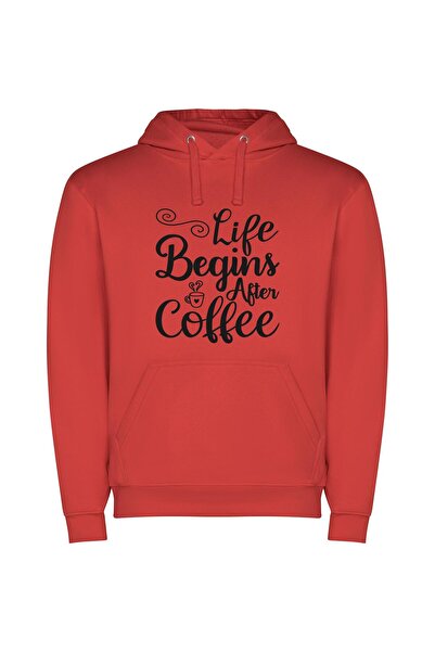 iLovePrints Brewed Bliss: Life's Black & White Φούτερ με κουκούλα σε χρώμα Κό...