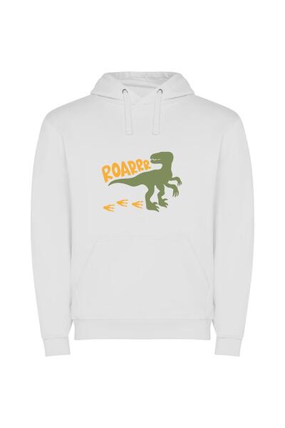 iLovePrints Rex's Roaring Raptor Φούτερ με κουκούλα σε χρώμα Λευκό