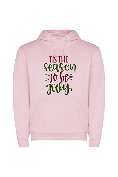 iLovePrints Jolly Holiday Greetings Φούτερ με κουκούλα σε χρώμα Ροζ