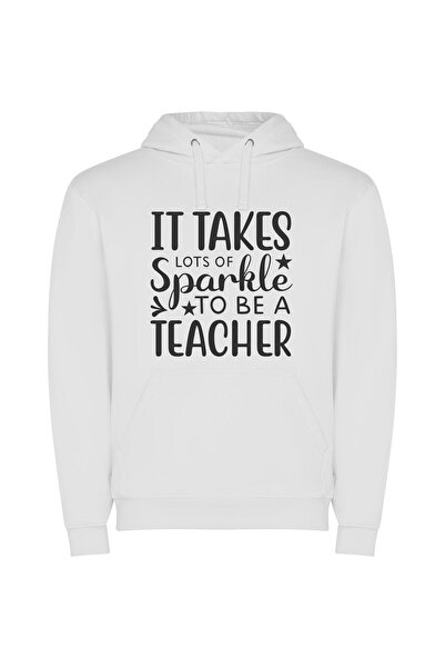 iLovePrints Sparkling Classroom Charm Φούτερ με κουκούλα σε χρώμα Λευκό