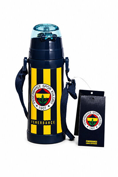 Fenerbahçe Lisanslı Silikon Pipetli Çelik Matara - Çubuklu Desenli Paslanmaz ...