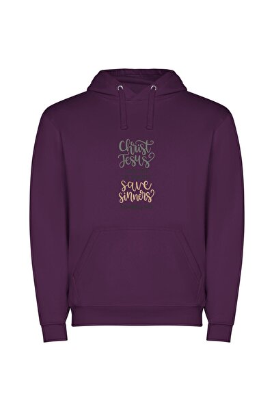 iLovePrints Savior of Sinners: Redemption Φούτερ με κουκούλα σε χρώμα Μωβ