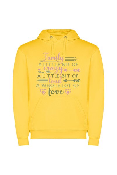 iLovePrints Endearing Crazy Love Φούτερ με κουκούλα σε χρώμα Κίτρινο