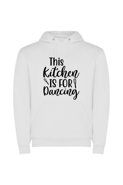 iLovePrints Dancing in the Kitchen Φούτερ με κουκούλα σε χρώμα Λευκό