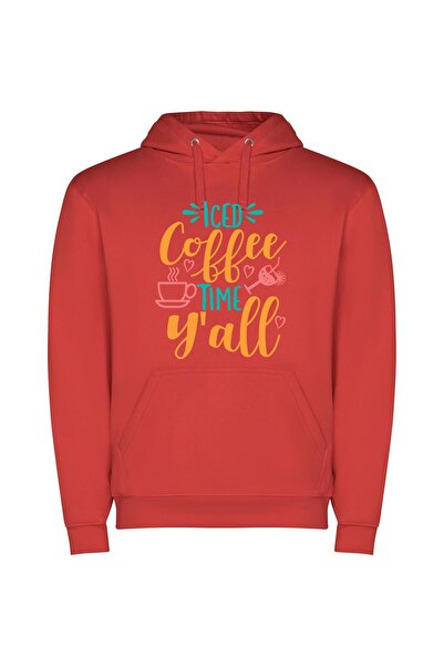 iLovePrints Cool Java Vibes Φούτερ με κουκούλα σε χρώμα Κόκκινο