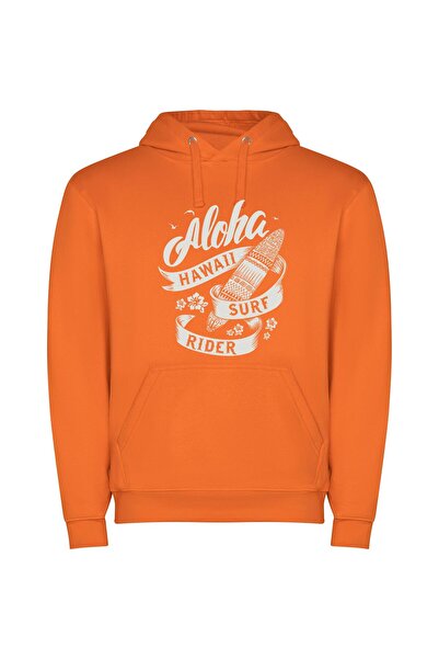 iLovePrints Mono Surf Tee Design Φούτερ με κουκούλα σε χρώμα Πορτοκαλί