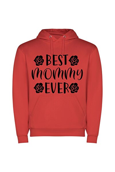 iLovePrints Elegant Mommy Masterpiece Φούτερ με κουκούλα σε χρώμα Κόκκινο