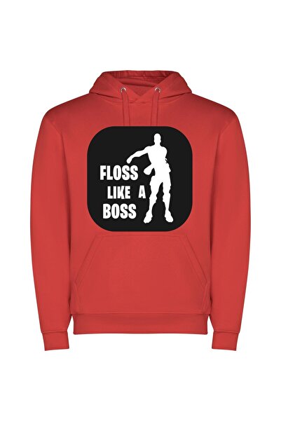 iLovePrints Boss Fortnite Fantasy Sticker Φούτερ με κουκούλα σε χρώμα Κόκκινο