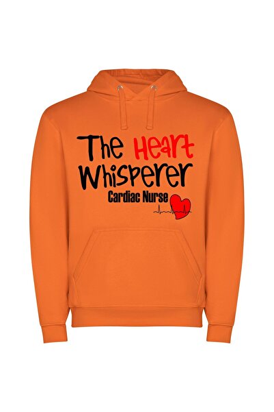 iLovePrints Whispering Heart Logo Inspired Φούτερ με κουκούλα σε χρώμα Πορτοκαλί