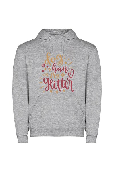 iLovePrints Glamorous Glitter Hair Φούτερ με κουκούλα σε χρώμα Γκρι