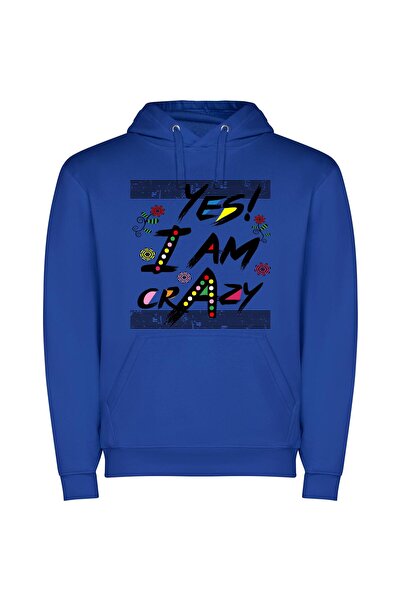 iLovePrints Delightfully Crazy: High Definition Φούτερ με κουκούλα σε χρώμα Μπλε