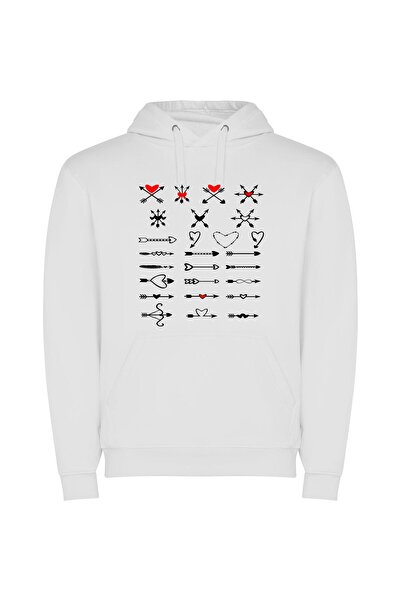 iLovePrints Black Hearted Elegance Φούτερ με κουκούλα σε χρώμα Λευκό