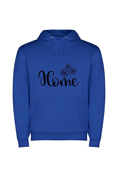 iLovePrints Floral Home Harmony Φούτερ με κουκούλα σε χρώμα Μπλε