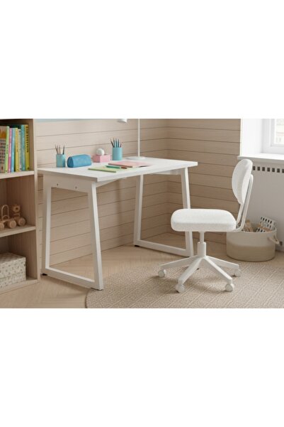 Vivense BİGA OFİS MASASI VE DENİZ KOLSUZ SANDALYE SET, BEYAZ, 60X90 CM