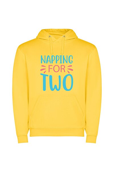 iLovePrints Dreamy Duo: Blissful Slumber Φούτερ με κουκούλα σε χρώμα Κίτρινο