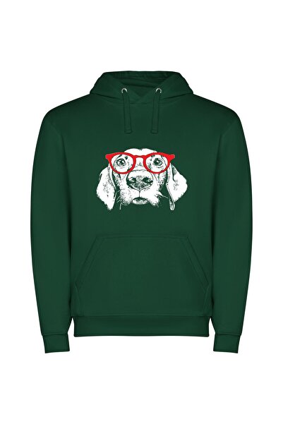 iLovePrints Fashionable Red Lens Φούτερ με κουκούλα σε χρώμα Πράσινο