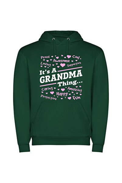 iLovePrints Grandma's Proud Legacy Φούτερ με κουκούλα σε χρώμα Πράσινο