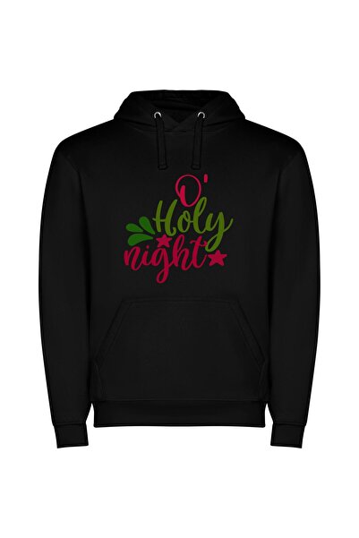 iLovePrints Merry Holly Night Spectacle Φούτερ με κουκούλα σε χρώμα Μαύρο