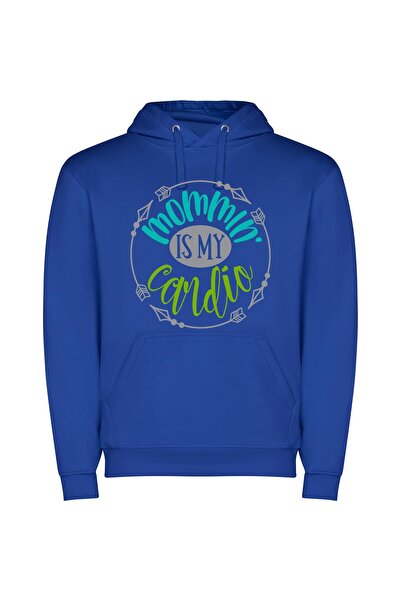 iLovePrints Fit Mom's Vinyl Workout Φούτερ με κουκούλα σε χρώμα Μπλε