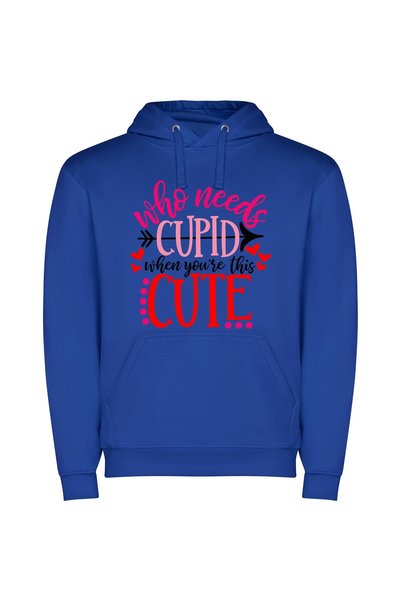 iLovePrints Lovely Adorable Cupid Cuties Φούτερ με κουκούλα σε χρώμα Μπλε