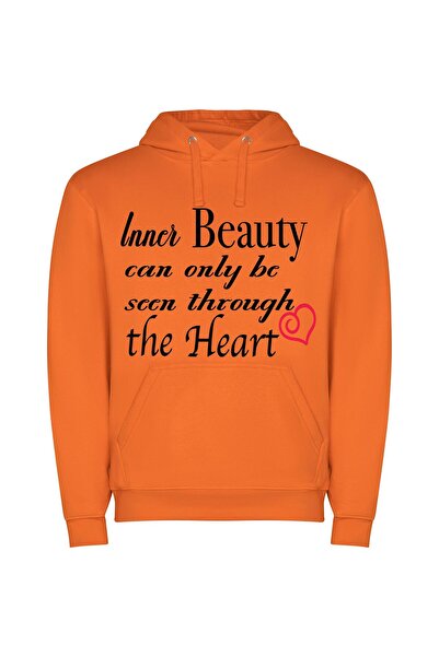 iLovePrints Soulful Beauty Unveiled Φούτερ με κουκούλα σε χρώμα Πορτοκαλί
