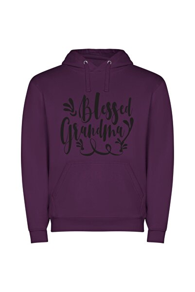 iLovePrints Graceful Grandma's Blessed Sign Φούτερ με κουκούλα σε χρώμα Μωβ