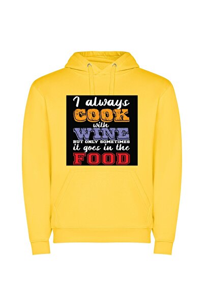 iLovePrints Wine-Inspired Culinary Delights Φούτερ με κουκούλα σε χρώμα Κίτρινο
