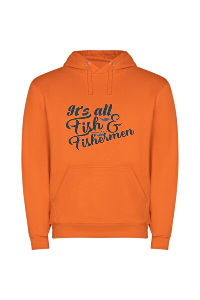 iLovePrints Fishing Enclave: Aquatic Harmony Φούτερ με κουκούλα σε χρώμα Πορτ...