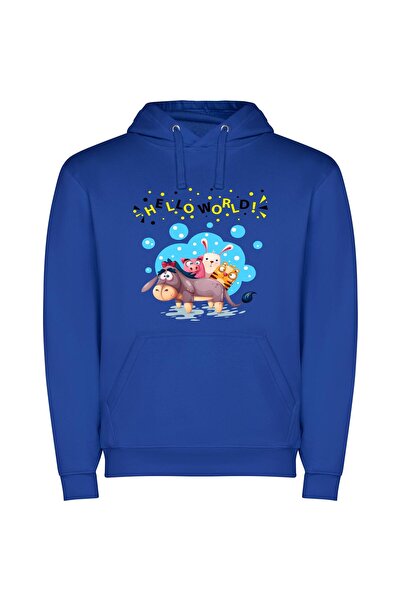 iLovePrints Animal Joyride Φούτερ με κουκούλα σε χρώμα Μπλε