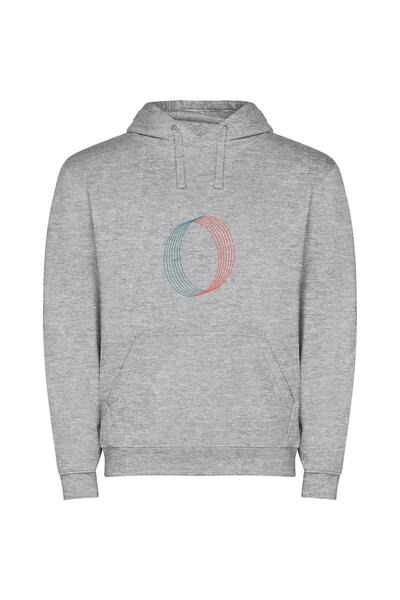 iLovePrints Tricolor Minimalist Emblem Φούτερ με κουκούλα σε χρώμα Γκρι