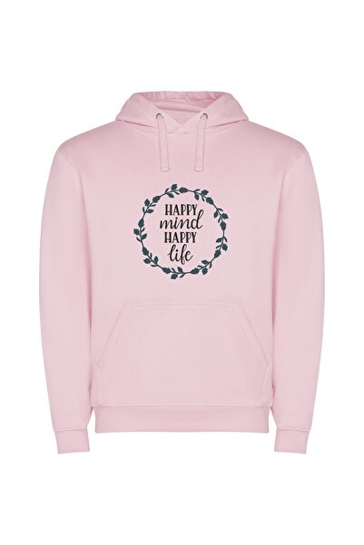 iLovePrints Blissful Circle of Happiness Φούτερ με κουκούλα σε χρώμα Ροζ