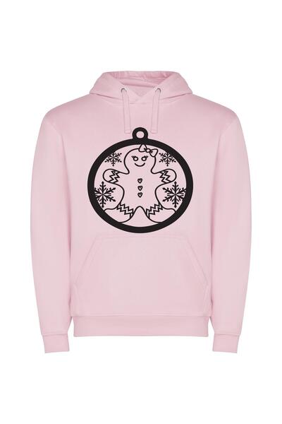 iLovePrints Festive Monochrome Illustration Φούτερ με κουκούλα σε χρώμα Ροζ