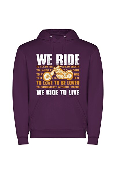 iLovePrints Revving Life's Emotions: Motorcycles Φούτερ με κουκούλα σε χρώμα Μωβ