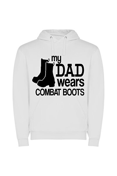 iLovePrints Bold Combat Boot Fashion Φούτερ με κουκούλα σε χρώμα Λευκό
