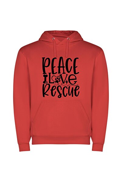 iLovePrints Elegant Love and Peace Φούτερ με κουκούλα σε χρώμα Κόκκινο