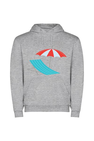 iLovePrints Colorful Sun Lounger Delight Φούτερ με κουκούλα σε χρώμα Γκρι