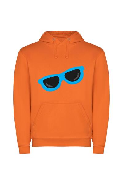 iLovePrints Blue Shades of Style Φούτερ με κουκούλα σε χρώμα Πορτοκαλί