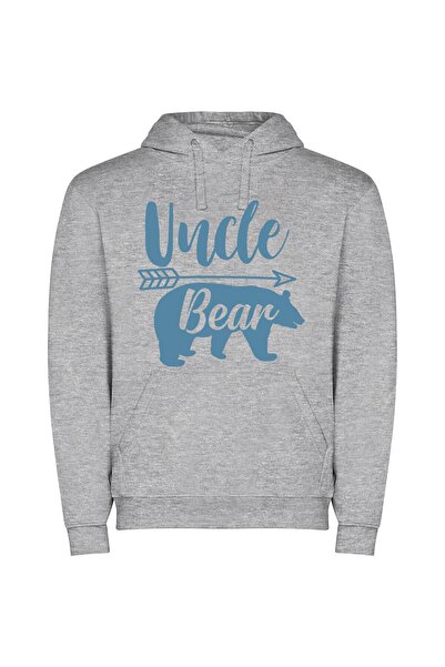 iLovePrints Uncle Bear's Masterpiece Φούτερ με κουκούλα σε χρώμα Γκρι