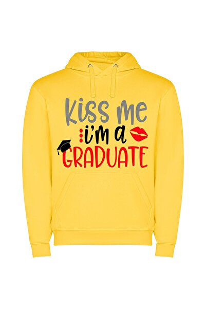iLovePrints Graduate Kiss SVG Art Φούτερ με κουκούλα σε χρώμα Κίτρινο