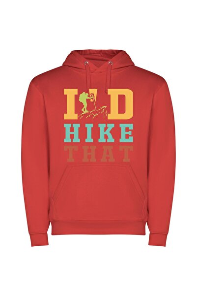 iLovePrints Summit Quest: Inspired Hike Φούτερ με κουκούλα σε χρώμα Κόκκινο