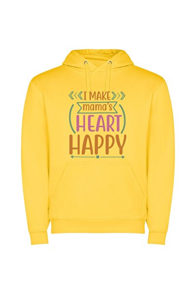 iLovePrints Mama's Blissful Heart Φούτερ με κουκούλα σε χρώμα Κίτρινο