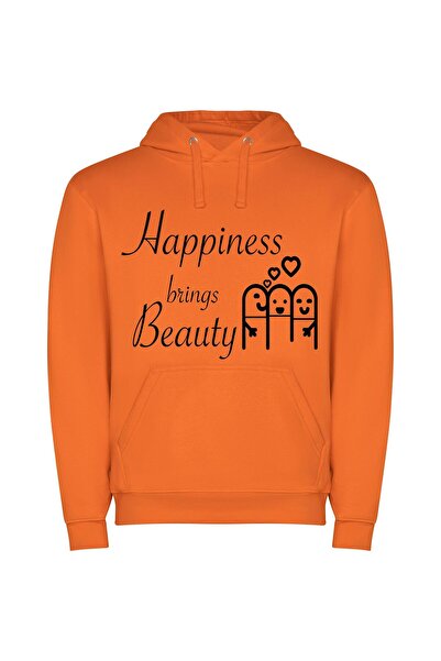 iLovePrints Joyful Shades of Life Φούτερ με κουκούλα σε χρώμα Πορτοκαλί