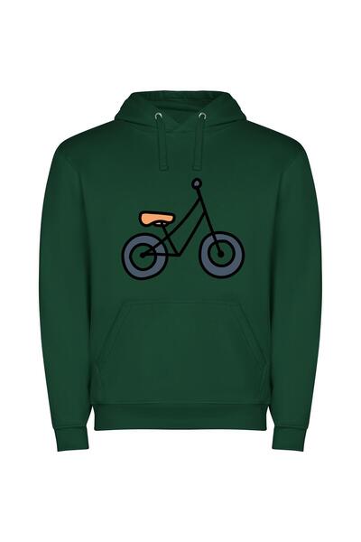 iLovePrints Classic Monochrome Bicycles Φούτερ με κουκούλα σε χρώμα Πράσινο