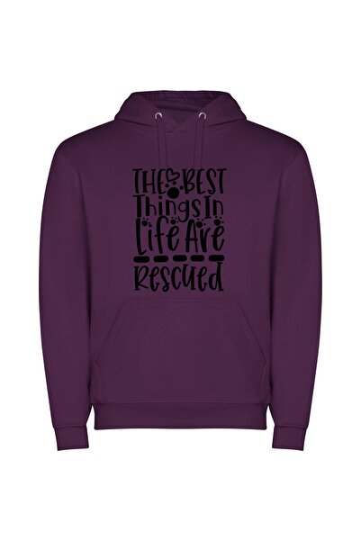 iLovePrints Reserved Essence of Beauty Φούτερ με κουκούλα σε χρώμα Μωβ